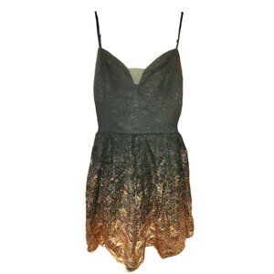 Black and Copper Dress Lace Sleeveless Mini Dance Prom Size 9/10 JJ3449